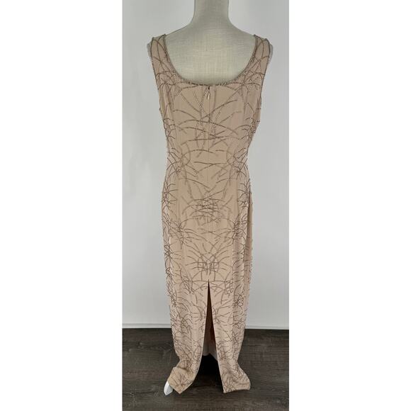 Macis Vintage Beaded Formal Evening Sleeveless Maxi Dress Womens 12 - Picture 3 of 10